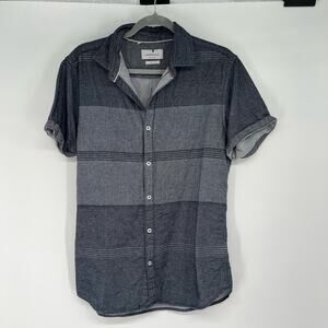 Larsson & Co Pure Cotton Striped Button-Down Shirt Men's Sze L Blue Soft Casual